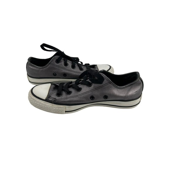 Converse All Star Women Low Top Sneaker Size 6 Gunmetal Gray Metallic Lace Up - Picture 3 of 12